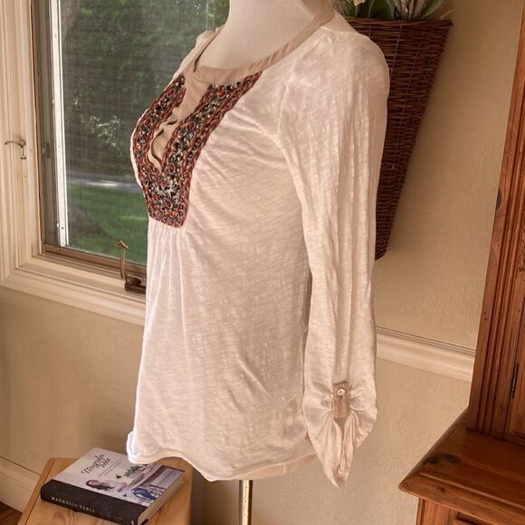 Anthropologie Meadow Rue Embroidered Embellished Bohemian Top Size S - Picture 4 of 12
